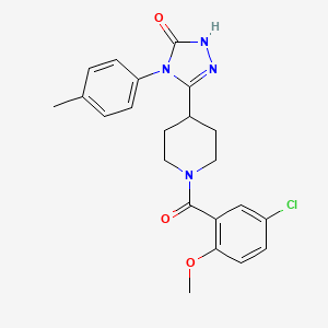molecular formula C22H23ClN4O3 B2617689 5-[1-(5-氯-2-甲氧基苯甲酰)哌啶-4-基]-4-(4-甲基苯基)-2,4-二氢-3H-1,2,4-三唑-3-酮 CAS No. 1775513-33-1