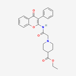 ethyl 1-(2-oxo-2-((4-oxo-3-phenyl-4H-chromen-2-yl)amino)ethyl)piperidine-4-carboxylate