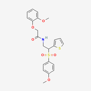 2-(2-methoxyphenoxy)-N-(2-((4-methoxyphenyl)sulfonyl)-2-(thiophen-2-yl)ethyl)acetamide