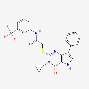 molecular formula C24H19F3N4O2S B2617695 2-((3-cyclopropyl-4-oxo-7-phenyl-4,5-dihydro-3H-pyrrolo[3,2-d]pyrimidin-2-yl)thio)-N-(3-(trifluoromethyl)phenyl)acetamide CAS No. 1794818-66-8