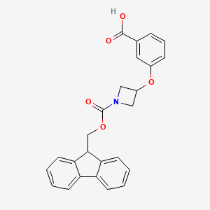 molecular formula C25H21NO5 B2617710 3-[1-(9H-Fluoren-9-ylmethoxycarbonyl)azetidin-3-yl]oxybenzoic acid CAS No. 2361644-83-7