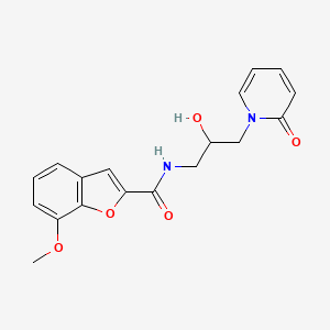molecular formula C18H18N2O5 B2617715 N-(2-hydroxy-3-(2-oxopyridin-1(2H)-yl)propyl)-7-methoxybenzofuran-2-carboxamide CAS No. 1797698-13-5