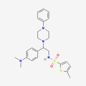 molecular formula C25H32N4O2S2 B2617720 N-(2-(4-(dimethylamino)phenyl)-2-(4-phenylpiperazin-1-yl)ethyl)-5-methylthiophene-2-sulfonamide CAS No. 946288-23-9