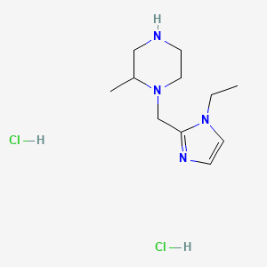 molecular formula C11H22Cl2N4 B2617730 1-[(1-乙基-1H-咪唑-2-基)甲基]-2-甲基哌嗪二盐酸盐 CAS No. 1384427-95-5