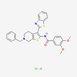 N-(3-(benzo[d]thiazol-2-yl)-6-benzyl-4,5,6,7-tetrahydrothieno[2,3-c]pyridin-2-yl)-3,4-dimethoxybenzamide hydrochloride
