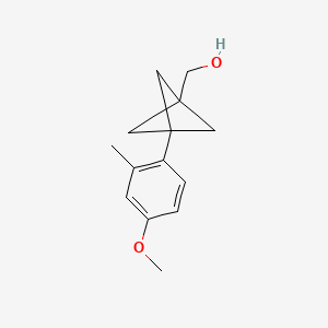 molecular formula C14H18O2 B2617740 [3-(4-Methoxy-2-methylphenyl)-1-bicyclo[1.1.1]pentanyl]methanol CAS No. 2287300-81-4