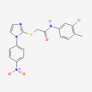 N-(3-chloro-4-methylphenyl)-2-((1-(4-nitrophenyl)-1H-imidazol-2-yl)thio)acetamide
