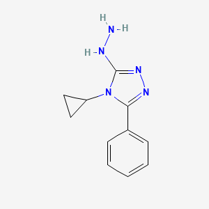 molecular formula C11H13N5 B2617761 4-cyclopropyl-3-hydrazinyl-5-phenyl-4H-1,2,4-triazole CAS No. 1087784-58-4