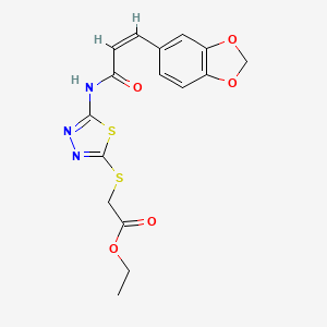 (Z)-ethyl 2-((5-(3-(benzo[d][1,3]dioxol-5-yl)acrylamido)-1,3,4-thiadiazol-2-yl)thio)acetate