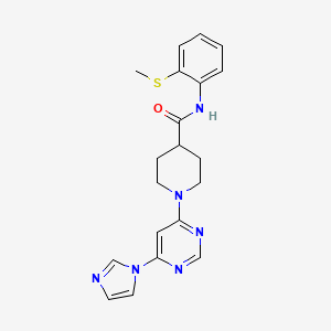 molecular formula C20H22N6OS B2617767 1-(6-(1H-imidazol-1-yl)pyrimidin-4-yl)-N-(2-(methylthio)phenyl)piperidine-4-carboxamide CAS No. 1351611-76-1