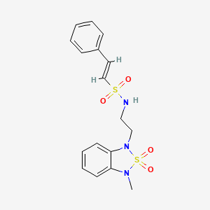 molecular formula C17H19N3O4S2 B2617774 (E)-N-(2-(3-methyl-2,2-dioxidobenzo[c][1,2,5]thiadiazol-1(3H)-yl)ethyl)-2-phenylethenesulfonamide CAS No. 2035003-54-2
