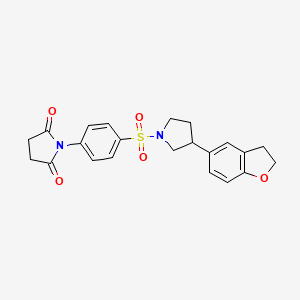 molecular formula C22H22N2O5S B2617782 1-(4-{[3-(2,3-Dihydro-1-benzofuran-5-yl)pyrrolidin-1-yl]sulfonyl}phenyl)pyrrolidine-2,5-dione CAS No. 2097883-72-0