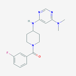 molecular formula C18H22FN5O B2617807 [4-[[6-(Dimethylamino)pyrimidin-4-yl]amino]piperidin-1-yl]-(3-fluorophenyl)methanone CAS No. 2415531-59-6