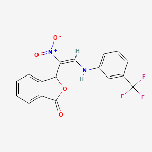 molecular formula C17H11F3N2O4 B2617812 3-{1-nitro-2-[3-(trifluoromethyl)anilino]vinyl}-2-benzofuran-1(3H)-one CAS No. 320420-39-1