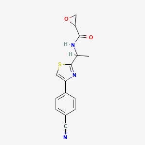molecular formula C15H13N3O2S B2617814 N-[1-[4-(4-Cyanophenyl)-1,3-thiazol-2-yl]ethyl]oxirane-2-carboxamide CAS No. 2411199-51-2
