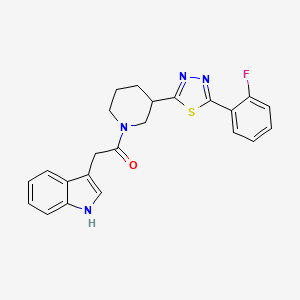 1-(3-(5-(2-fluorophenyl)-1,3,4-thiadiazol-2-yl)piperidin-1-yl)-2-(1H-indol-3-yl)ethanone