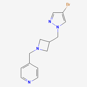 molecular formula C13H15BrN4 B2617826 4-[[3-[(4-Bromopyrazol-1-yl)methyl]azetidin-1-yl]methyl]pyridine CAS No. 2415623-92-4