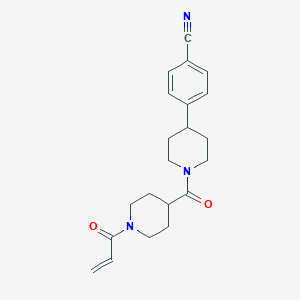 molecular formula C21H25N3O2 B2617828 4-[1-(1-Prop-2-enoylpiperidine-4-carbonyl)piperidin-4-yl]benzonitrile CAS No. 2361788-28-3