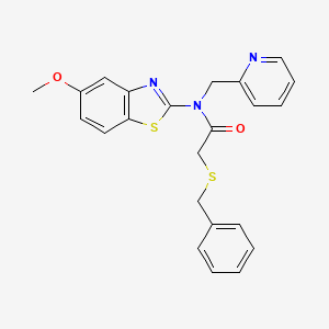 molecular formula C23H21N3O2S2 B2617831 2-(benzylthio)-N-(5-methoxybenzo[d]thiazol-2-yl)-N-(pyridin-2-ylmethyl)acetamide CAS No. 923405-66-7