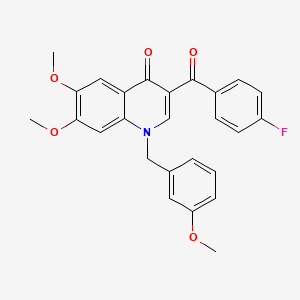 molecular formula C26H22FNO5 B2617846 3-(4-Fluorobenzoyl)-6,7-dimethoxy-1-[(3-methoxyphenyl)methyl]-1,4-dihydroquinolin-4-one CAS No. 866727-48-2