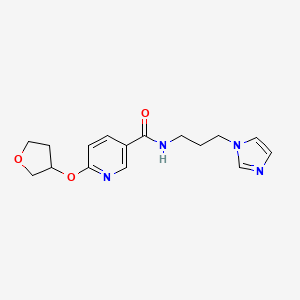 molecular formula C16H20N4O3 B2617848 N-(3-(1H-imidazol-1-yl)propyl)-6-((tetrahydrofuran-3-yl)oxy)nicotinamide CAS No. 2034443-49-5