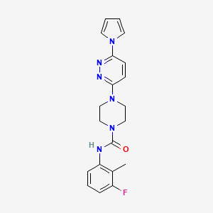 molecular formula C20H21FN6O B2617849 4-(6-(1H-吡咯-1-基)哒嗪-3-基)-N-(3-氟-2-甲基苯基)哌嗪-1-甲酰胺 CAS No. 1396870-87-3