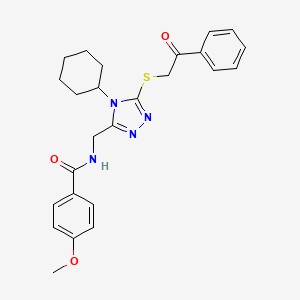 molecular formula C25H28N4O3S B2617850 N-[(4-环己基-5-苯乙酰硫代-1,2,4-三唑-3-基)甲基]-4-甲氧基苯甲酰胺 CAS No. 476448-38-1
