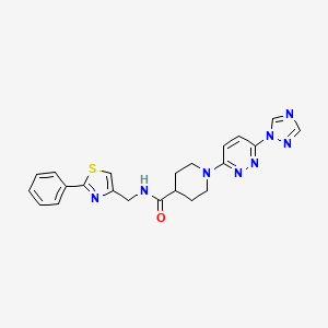 molecular formula C22H22N8OS B2617877 1-(6-(1H-1,2,4-三唑-1-基)吡啶嗪-3-基)-N-((2-苯并噻唑-4-基)甲基)哌啶-4-甲酰胺 CAS No. 1797283-17-0