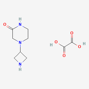 molecular formula C9H15N3O5 B2617882 4-(Azetidin-3-yl)piperazin-2-one oxalate CAS No. 2034470-21-6