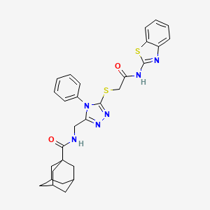 molecular formula C29H30N6O2S2 B2617884 N-[[5-[2-(1,3-benzothiazol-2-ylamino)-2-oxoethyl]sulfanyl-4-phenyl-1,2,4-triazol-3-yl]methyl]adamantane-1-carboxamide CAS No. 476452-38-7