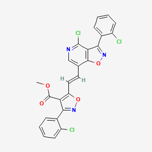 molecular formula C25H14Cl3N3O4 B2617887 methyl 5-[(E)-2-[4-chloro-3-(2-chlorophenyl)-[1,2]oxazolo[4,5-c]pyridin-7-yl]ethenyl]-3-(2-chlorophenyl)-1,2-oxazole-4-carboxylate CAS No. 321433-79-8