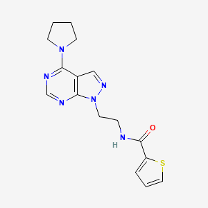 molecular formula C16H18N6OS B2617890 N-(2-(4-(pyrrolidin-1-yl)-1H-pyrazolo[3,4-d]pyrimidin-1-yl)ethyl)thiophene-2-carboxamide CAS No. 1021061-55-1