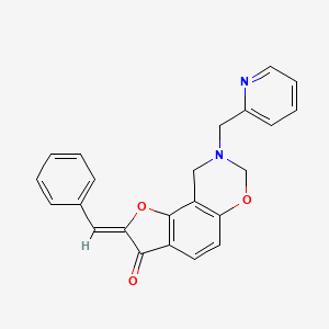 molecular formula C23H18N2O3 B2617902 (Z)-2-benzylidene-8-(pyridin-2-ylmethyl)-8,9-dihydro-2H-benzofuro[7,6-e][1,3]oxazin-3(7H)-one CAS No. 929845-90-9