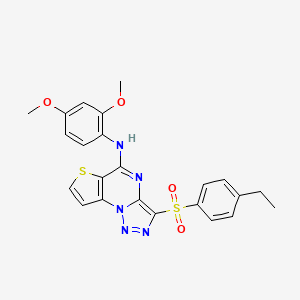 molecular formula C23H21N5O4S2 B2617903 N-(2,4-dimethoxyphenyl)-3-[(4-ethylphenyl)sulfonyl]thieno[2,3-e][1,2,3]triazolo[1,5-a]pyrimidin-5-amine CAS No. 892744-37-5