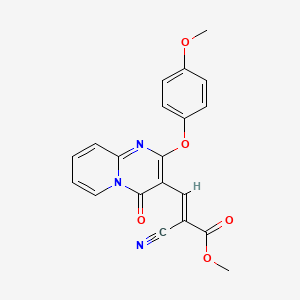 molecular formula C20H15N3O5 B2617910 (E)-methyl 2-cyano-3-(2-(4-methoxyphenoxy)-4-oxo-4H-pyrido[1,2-a]pyrimidin-3-yl)acrylate CAS No. 620105-78-4