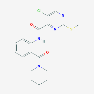 5-chloro-2-(methylsulfanyl)-N-[2-(piperidine-1-carbonyl)phenyl]pyrimidine-4-carboxamide