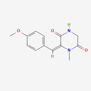 molecular formula C13H14N2O3 B2617922 6-[(4-Methoxyphenyl)methylene]-1-methyltetrahydro-2,5-pyrazinedione CAS No. 338416-40-3