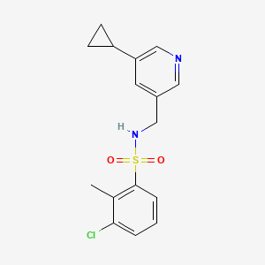 molecular formula C16H17ClN2O2S B2617923 3-chloro-N-((5-cyclopropylpyridin-3-yl)methyl)-2-methylbenzenesulfonamide CAS No. 2034540-14-0
