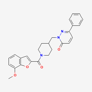 2-{[1-(7-Methoxy-1-benzofuran-2-carbonyl)piperidin-4-yl]methyl}-6-phenyl-2,3-dihydropyridazin-3-one