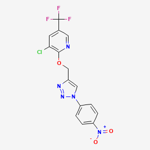 molecular formula C15H9ClF3N5O3 B2617932 2-{[1-(4-硝基苯基)-1H-1,2,3-三唑-4-基]甲氧基}-3-氯-5-(三氟甲基)吡啶 CAS No. 2085690-08-8