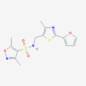 molecular formula C14H15N3O4S2 B2617937 N-((2-(furan-2-yl)-4-methylthiazol-5-yl)methyl)-3,5-dimethylisoxazole-4-sulfonamide CAS No. 1421524-88-0