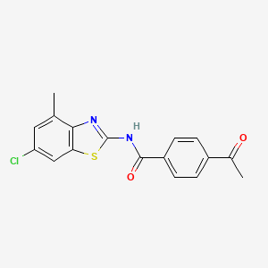 4-acetyl-N-(6-chloro-4-methyl-1,3-benzothiazol-2-yl)benzamide