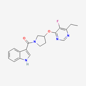 molecular formula C19H19FN4O2 B2617946 (3-((6-ethyl-5-fluoropyrimidin-4-yl)oxy)pyrrolidin-1-yl)(1H-indol-3-yl)methanone CAS No. 2034299-05-1