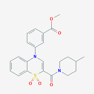 molecular formula C23H24N2O5S B2617948 3-(2-(4-甲基哌啶-1-羰基)-1,1-二氧化-4H-苯并[b][1,4]噻嗪-4-基)苯甲酸甲酯 CAS No. 1226444-62-7
