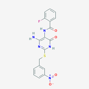 N-(4-amino-2-((3-nitrobenzyl)thio)-6-oxo-1,6-dihydropyrimidin-5-yl)-2-fluorobenzamide