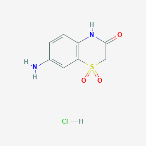 molecular formula C8H9ClN2O3S B2617961 7-Amino-3,4-dihydro-2H-1lambda6,4-benzothiazine-1,1,3-trione hydrochloride CAS No. 2095409-15-5