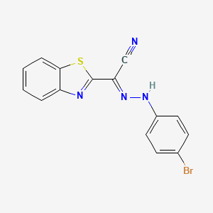 molecular formula C15H9BrN4S B2617963 (E)-N-(4-Bromophenyl)-1,3-benzothiazole-2-carbohydrazonoyl cyanide CAS No. 91417-72-0