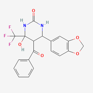 6-(benzo[d][1,3]dioxol-5-yl)-5-benzoyl-4-hydroxy-4-(trifluoromethyl)tetrahydropyrimidin-2(1H)-one