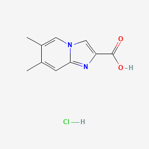 molecular formula C10H11ClN2O2 B2617971 6,7-二甲基咪唑并[1,2-a]吡啶-2-羧酸；盐酸盐 CAS No. 2309466-46-2
