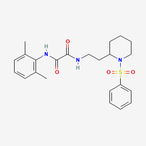 molecular formula C23H29N3O4S B2617979 N1-(2,6-dimethylphenyl)-N2-(2-(1-(phenylsulfonyl)piperidin-2-yl)ethyl)oxalamide CAS No. 898348-05-5